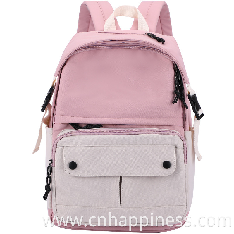 New casual pink foldable student canvas laptop compartment shoulder backpack bags for teenagers